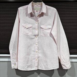 Banana Republic Women Soft-Wash Linen-Cotton Pink Shirt SZ: L